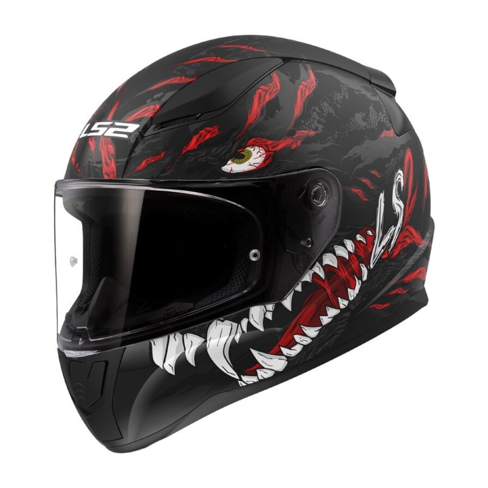 Casco Ls Ff Rapid Ii Kaiju Negro Mate Rojo Blanco