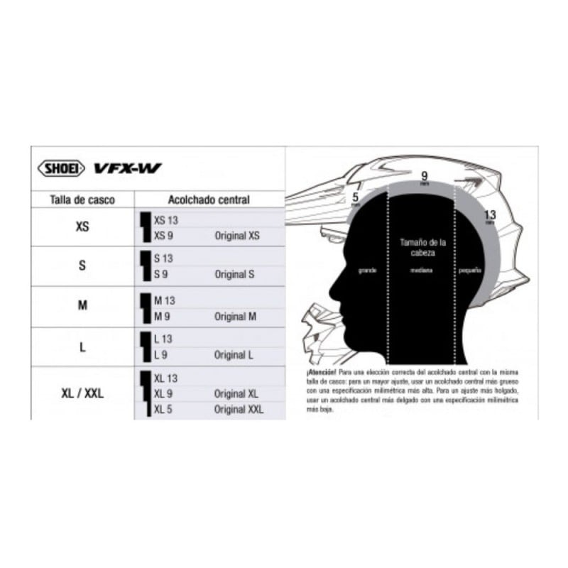 Central padding SHOEI VFX-W